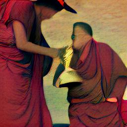 generated: Tibetan priests ringing a bell #4